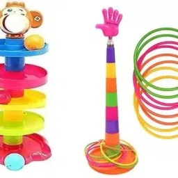 4 Layer Ball Drop Tower+2 in 1 Ring Toss Game toy for kids-13