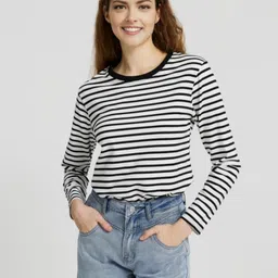 helpom Women Striped Round Neck Polycotton Multicolor T-Shirt-picture-32