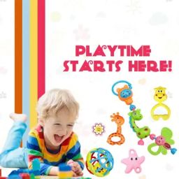 Set of 5 colorful baby rattles | Fun animal and star shapes for Kids Rattle-16