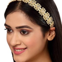 KARATCART Women Gold-Toned & White Embellished Pearl Studded Hairband-image-64