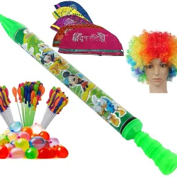 (1 Pichkari +3 Magic Balloon+10 Holi Cap +1 Malinga)Kids Holi & Pool Party Fun Water Gun-image-75