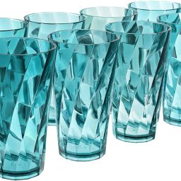 (Pack of 8) Plastic Twister Glass Drinking/Juice Glass Sky Blue Glass Set Water/Juice Glass-image-98