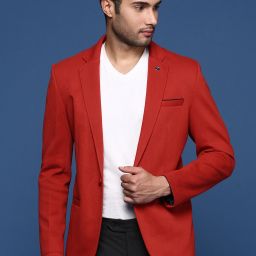 Men Solid Single Breasted Formal Blazer-image-3