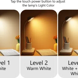 pesca Adjustable Desk Lamp with Pen Stand & Mobile Holder, USB Charging, Touch Control Study Lamp image 2