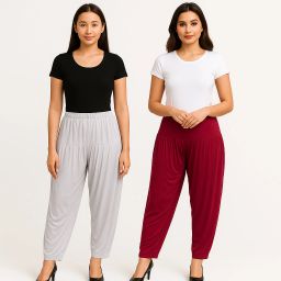 Solid Viscose Women Harem Pants-image-88