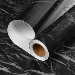 200 cm Multipurpose DIY Wallpaper Removable self Adhesive Waterproof Film Sticky Back PVC Roll Marble Wallpaper Contact Paper Sticker for Kitchen, Furniture, Door,Table, Cabinets - Black- 200 x 60 cm Self Adhesive Sticker-image-17