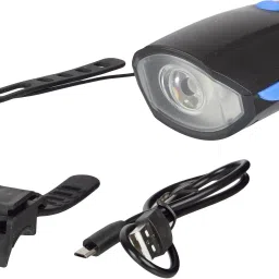 dark horse Bicycle USB Rechargeable 3 Mode LED Light and Horn (2 in 1) Blue LED Front Light image 5