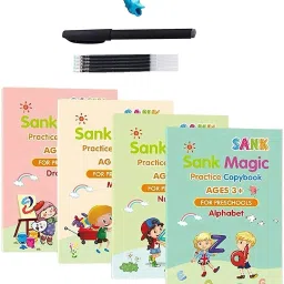 4 PCS Sank Magic Practice Copybook for Kids,Magic Calligraphy That Can Be Reused Tracing Handwriting Copybook Set,English Writing Practice Book for Kid (Book + 5 Refills Set)-image-15