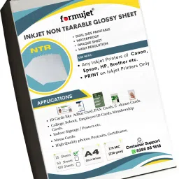 Formujet Inkjet NTR Non Tear Glossy Waterproof Sheet ID Cards A4 25 Sheets White Ink Toner-picture-12