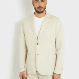 Men Solid Single Breasted Casual Blazer-image-4