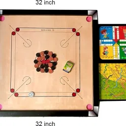 Glossy large Carrom Board With 2 in 1 Ludo Snake 80 cm Chess Board-18