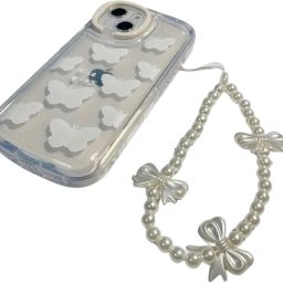 Snowys Shop Cute Pearl Bow Charm Phone Strap Wristlet for Girls | Mobile Charm for Women Phone Charm-picture-25