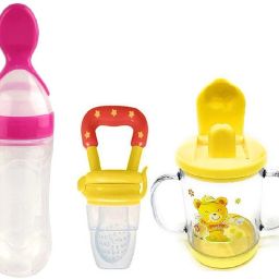 Combo of 3 Baby Safe Silicone Squeeze Fresh Food Feeder Bottle with Food - 240 ml-image-6