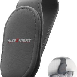 PU Leather Sunglasses Holder Eyeglass Clip Spectacle Accessory Goggle Hanger Grey Car Sunglass Clip Holder-image-1
