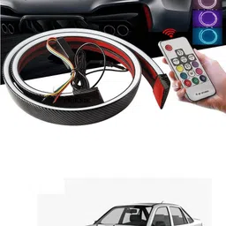 prtek Carbon Fibre LED Rear Spoiler with Remote Control for Car Trunk Universal Exterior Car LED Tail Light Strip fit for Roof, Wing, Brake Light, Turn Signal Light Spoiler Lip Kit m46 Car Fancy Lights-picture-22