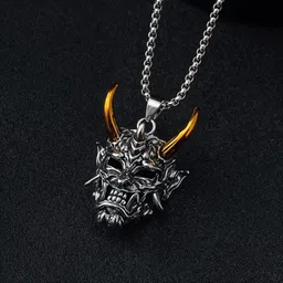 rappersshop Stainless Steel Devil Pendant Locket Set with Box Chain for Men & Boys Sterling Silver Stainless Steel Pendant Set-picture-1