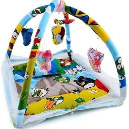 Cotton Kids Washable Mosquito Net and Play Gym wit anging Toys ,0-12 Monts(Sky Blue color)3 H24 Mosquito Net-18