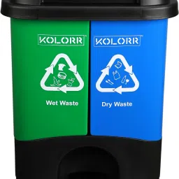 30 L Twin Bin 2in1 Dry & Wet Waste Pedal Wastebin with Lid for Home Kitchen Plastic Dustbin-19