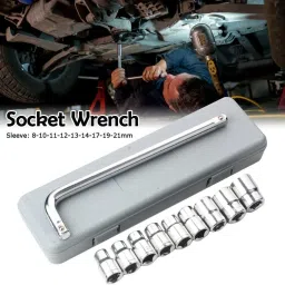 fabunik 10 Pcs Tool Box for Bike/Car Repair Tools Kit Single Sided Socket Wrench Socket Set image 4