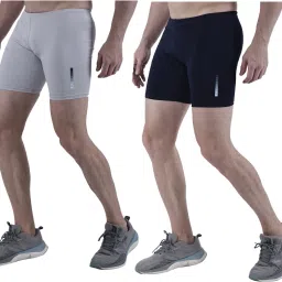 Solid Men Grey, Dark Blue Tights-image-21
