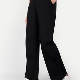 next one Women Loose Fit Black Lycra Blend Trousers-picture-41