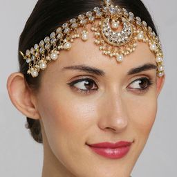 OOMPH Gold-Toned Kundan Studded Sheeshphool-21