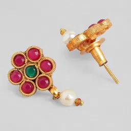 Rubans Gold-Plated & Ruby Stone Studded Handcrafted Layered Jewellery Set image 2