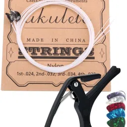 Ukulele String Set with Guitar Capo Nylon Strings for Soprano, Concert, Tenor Concert Ukelele Strings-102