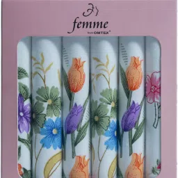 Femme FLOWER PRINTS PURE COTTON LADIES PREMIUN HANDKERCHIEVES ["WHITE WITH FLOWER PRINTS"] Handkerchief-image-66