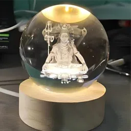 3D Crystal Ball Lamp Shiva with Wooden LED Base - Perfect for your Home Night Lamp-picture-28