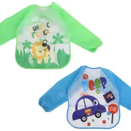 2 Pc Full Sleeves Waterproof Feeding Bib for Babies and Kids - Random Color-21