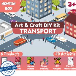 Newton Box 6 in 1 Art and Craft DIY Kit | Transport Theme | 3 Years and above-11