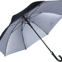 the clownfish Single Fold Auto Open J- shape Handle Waterproof Polyester 210 T Umbrella(Black) Umbrella image 5