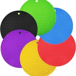 Silicone Trivet Hot Mat-Hot Pad Durable Non Slip Coaster Heat Resistan,Random Round Trivet-2
