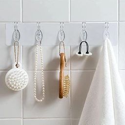 6in1 Self Adhesive Heavy Duty Wall Hook,No Drilling for Bathroom,Kitchen Door Hanger-image-9