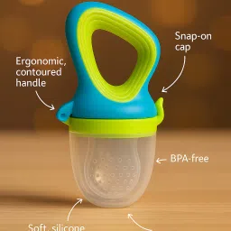 kids basic Silicone Baby Fruit & Food Nibbler | BPA Free | Easy Grip Handle Teether and Feeder image 4