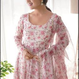 Printed Georgette Stitched Anarkali Gown-image-99
