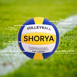 shorya SUPER SOFT SYNTHITIC HANDSTICHED WITH NYLON NET Volleyball - Size: 4 image 3