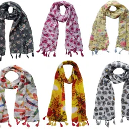 narnari Printed Chiffon Women Multicolor Scarf, Stole-picture-29