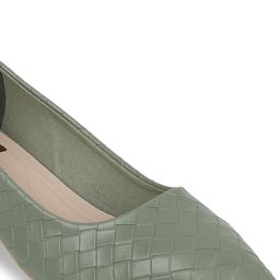 SHUZ TOUCH Green Textured Block Pumps image 2