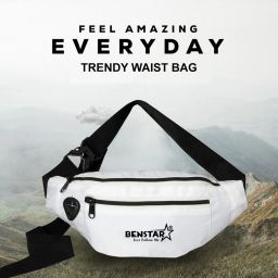 Benstar Waist Bag Elegant Style Travel Bumbags Pockets Waistpack for Men or Women White Waist Bag-image-7