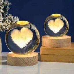 3D Heart Cloud Crystal Ball Night Lamp Warm Light USB Charge Decorations Gifts Night Lamp-10