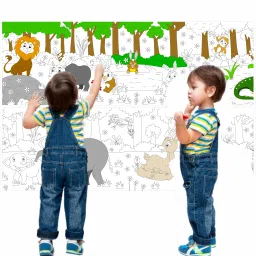 Coloring Re Stick Drawing Paper Roll for Kids 84x12 Inch Jungle Jumble Roll-27
