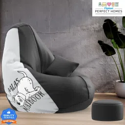XXXL PatternPuff Bag With Free Cushion and Puffy , Aalas Se Majboor-Black Teardrop Bean Bag With Bean Filling-17
