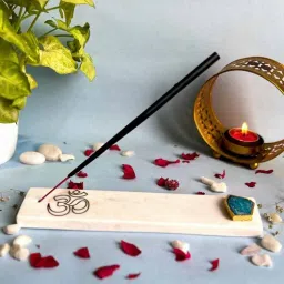 home arte Marble with Turquoise Agate OM Incense Stick Holder-picture-40