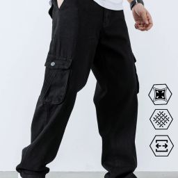 Men Relaxed Fit Mid Rise Black Jeans-image-61