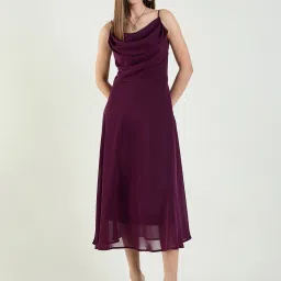 Women Fit and Flare Purple Midi/Calf Length Dress-image-85