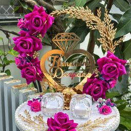 Artificial Flower Design Engagement Ring Tray Platter, Name Plate,Ring plate Wood, Plastic Decorative Platter-21