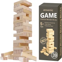 Fun 39 Pcs Jenga Wooden Block Stacking Game - Family Fun & Skill-Building-S06-15