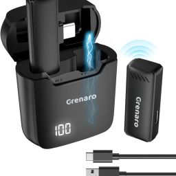 Wireless Mic with Digital Display Charging Case, Type-C Android (Singel Android) Microphone-0